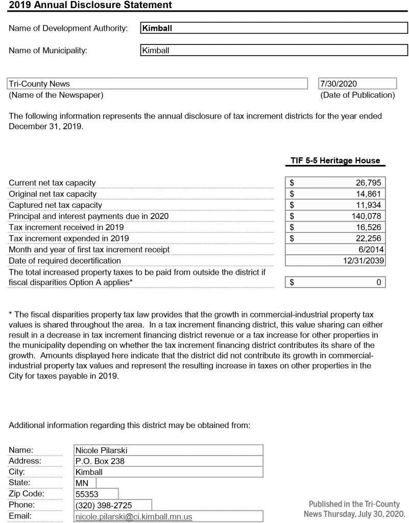 2019 Annual Disclosure Statement (Heritage House)