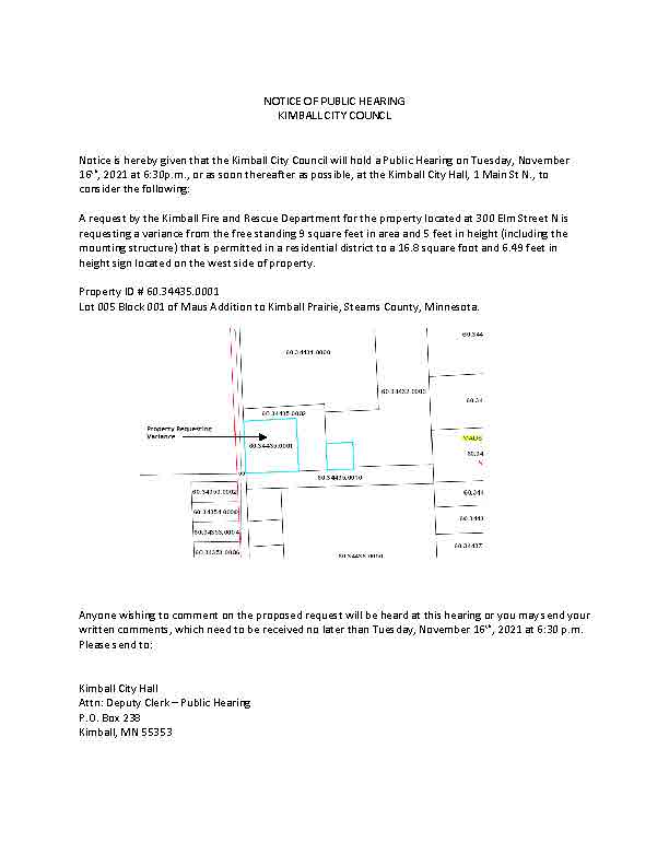 Notice of public hearing Nov. 16