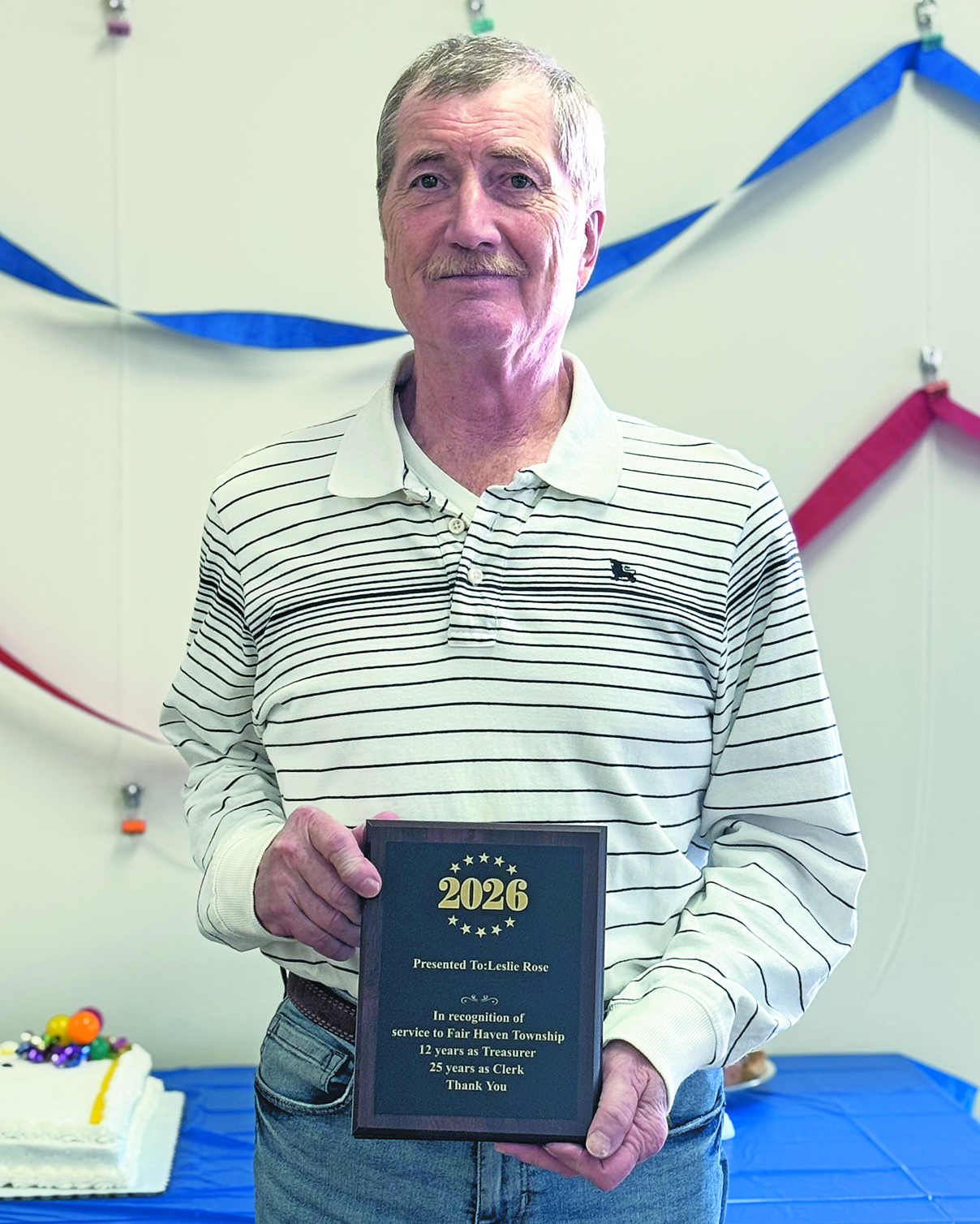 Leslie Rose honored for Fair Haven Township service years